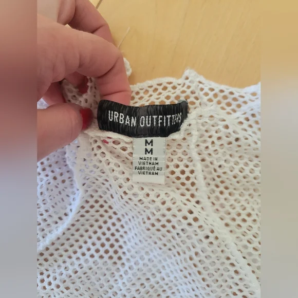 Urban Outfitters White Mesh Long Sleeve Top Mock Neck Size M - Picture 2 of 4